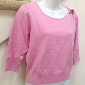i.e. Sweater with Brooch, Size PXL, Color: Pink, 70% Cotton, 30% Nylon